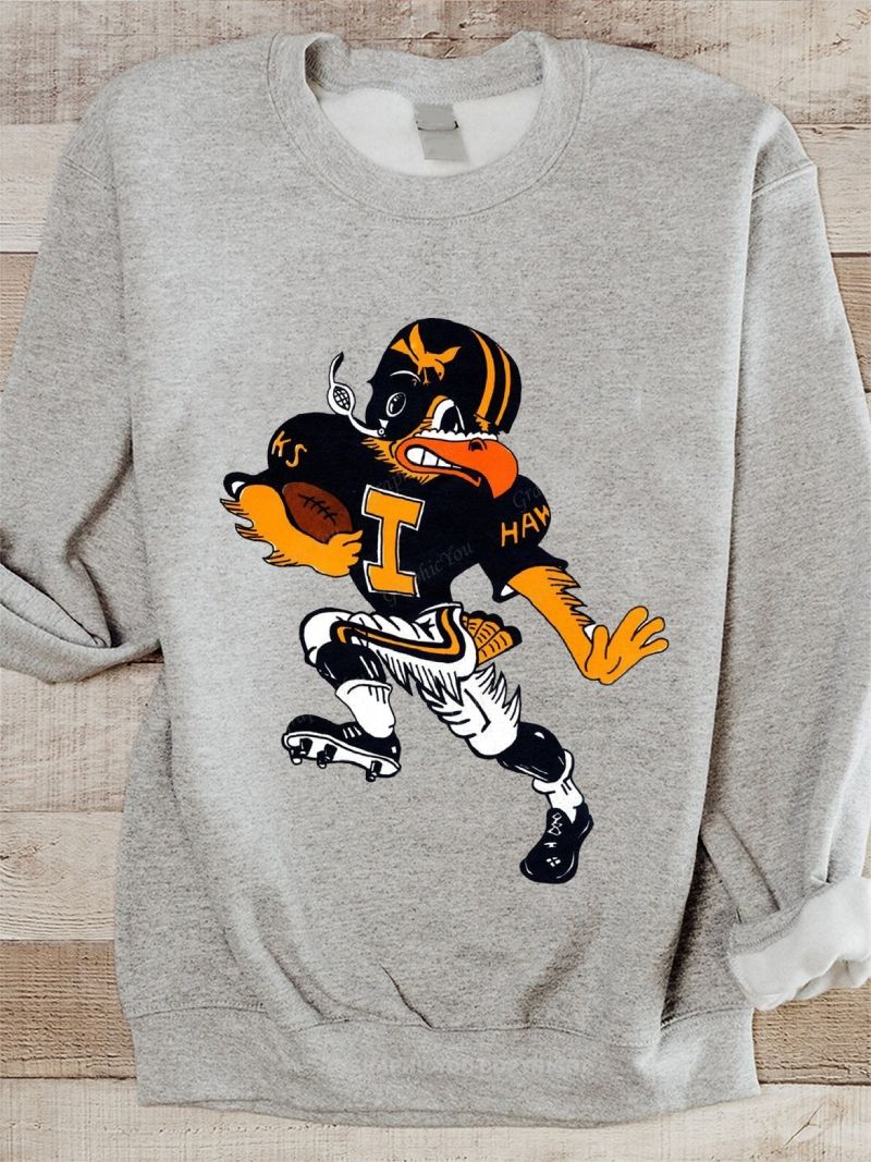 Herky the Hawk Football Graphic Cotton Sweatshirt
