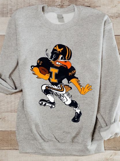 Herky the Hawk Football Graphic Cotton Sweatshirt