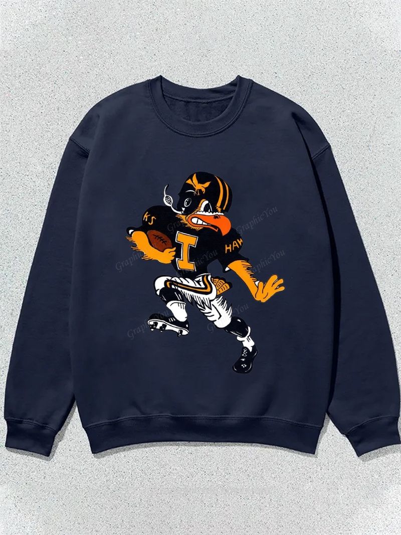 Herky the Hawk Football Graphic Cotton Sweatshirt