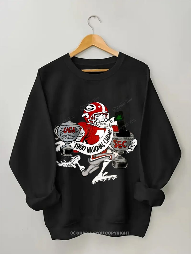 University of Georgia Bulldogs American Football Team Football Graphic Cotton Sweatshirt