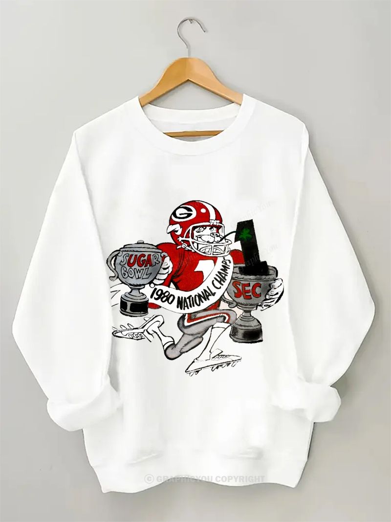 University of Georgia Bulldogs American Football Team Football Graphic Cotton Sweatshirt