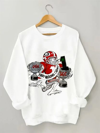 University of Georgia Bulldogs American Football Team Football Graphic Cotton Sweatshirt