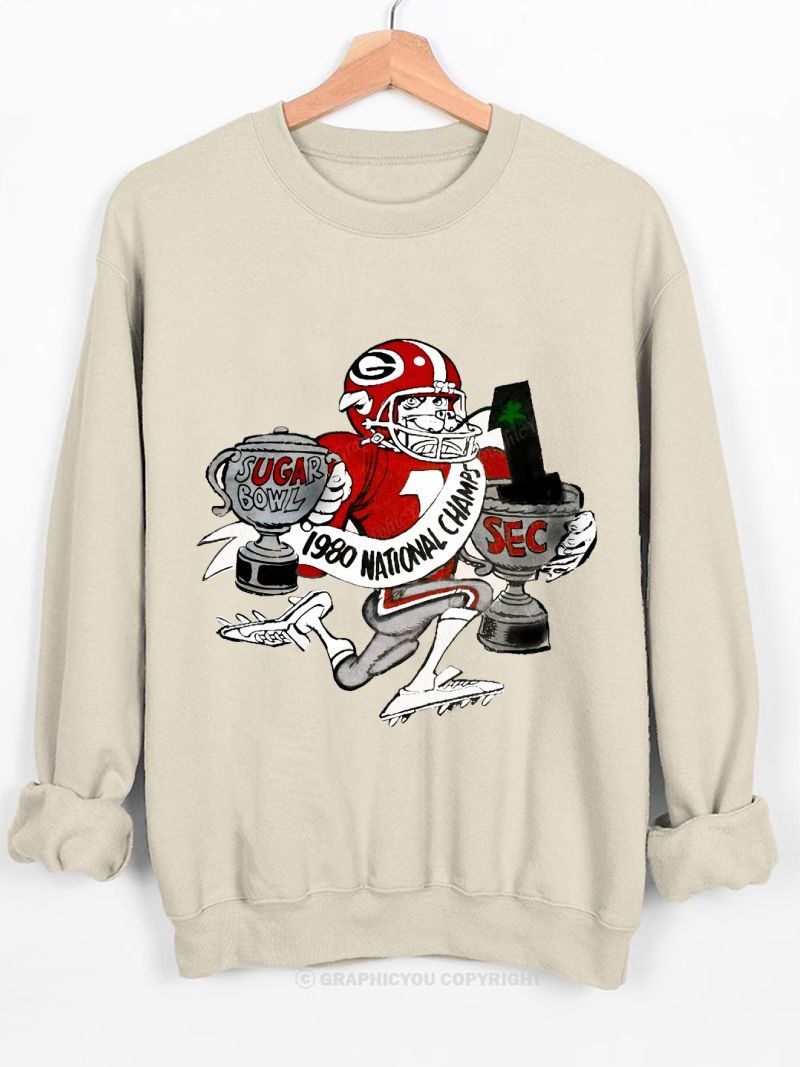University of Georgia Bulldogs American Football Team Football Graphic Cotton Sweatshirt