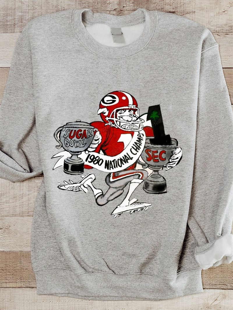 University of Georgia Bulldogs American Football Team Football Graphic Cotton Sweatshirt