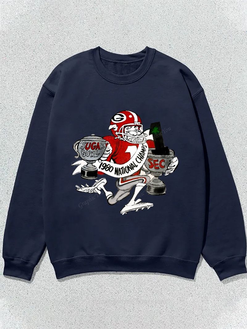 University of Georgia Bulldogs American Football Team Football Graphic Cotton Sweatshirt