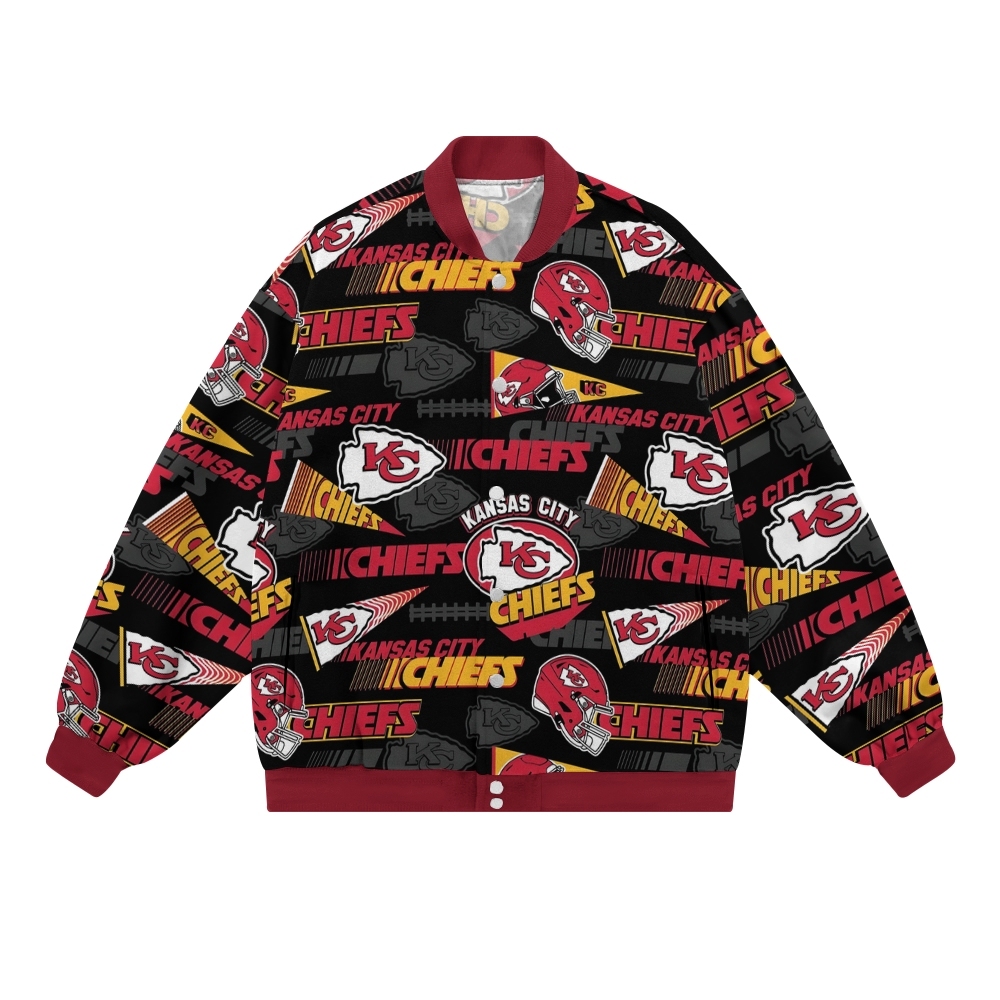 Unisex  Kansas City Chiefs Fashion Print Baseball Jacket with Pockets