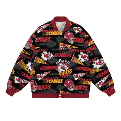 Unisex  Kansas City Chiefs Fashion Print Baseball Jacket with Pockets