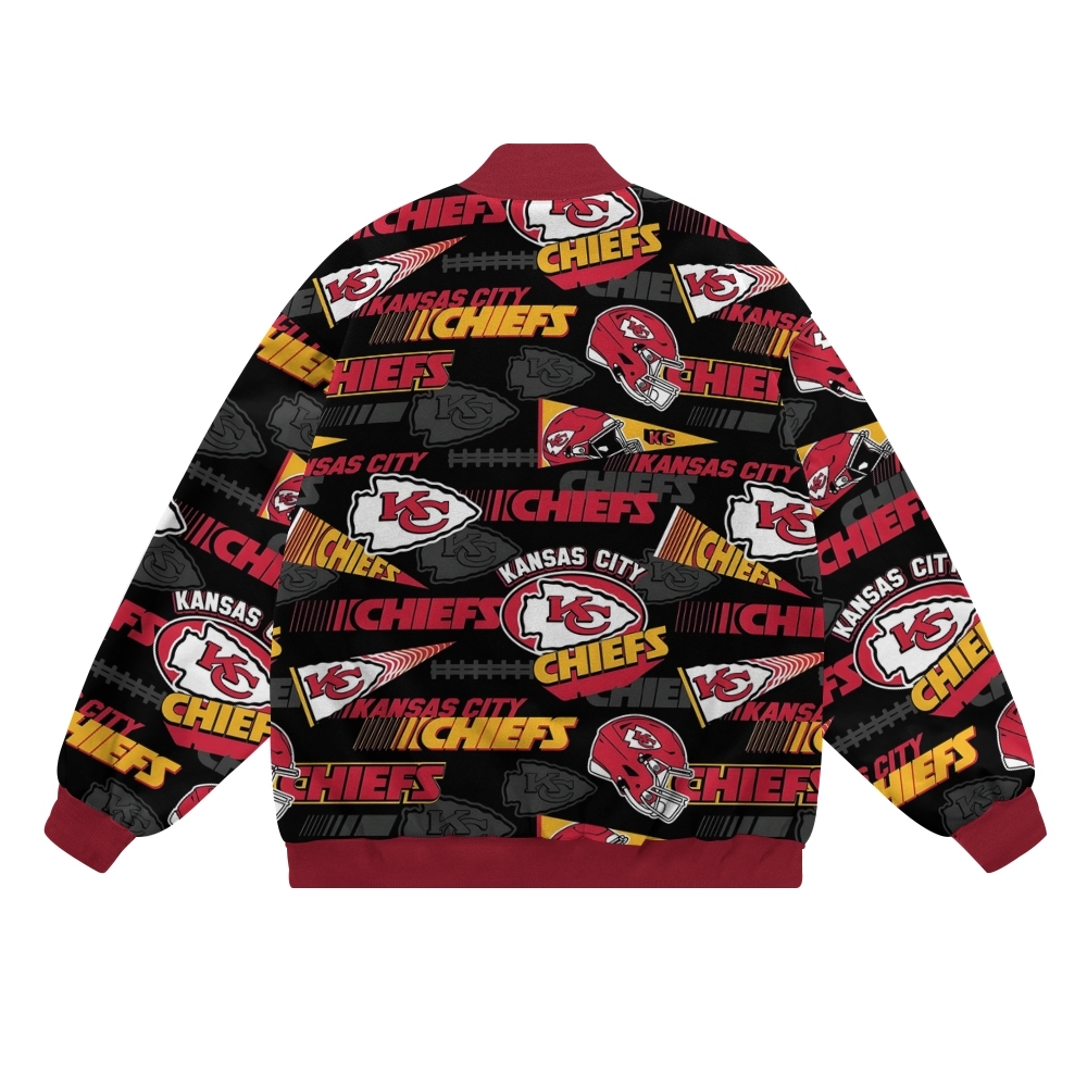Unisex  Kansas City Chiefs Fashion Print Baseball Jacket with Pockets