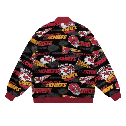 Unisex  Kansas City Chiefs Fashion Print Baseball Jacket with Pockets