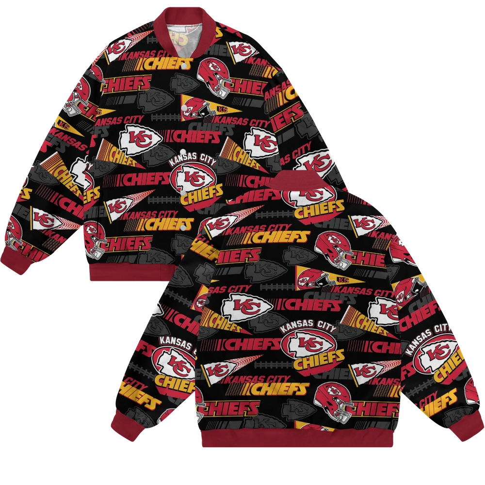 Unisex  Kansas City Chiefs Fashion Print Baseball Jacket with Pockets