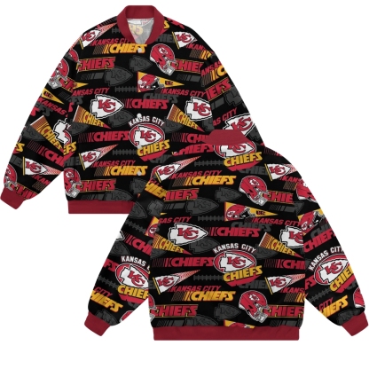 Unisex  Kansas City Chiefs Fashion Print Baseball Jacket with Pockets