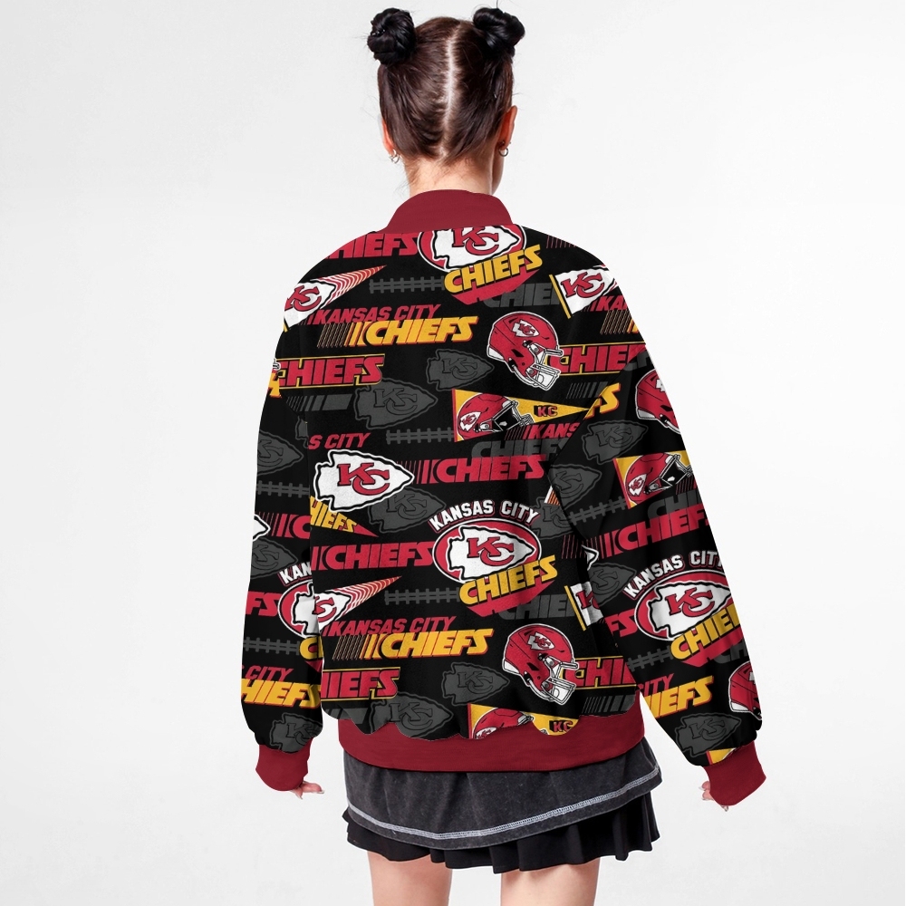 Unisex  Kansas City Chiefs Fashion Print Baseball Jacket with Pockets