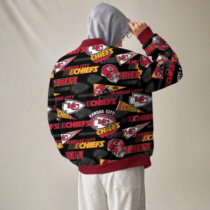 Unisex  Kansas City Chiefs Fashion Print Baseball Jacket with Pockets