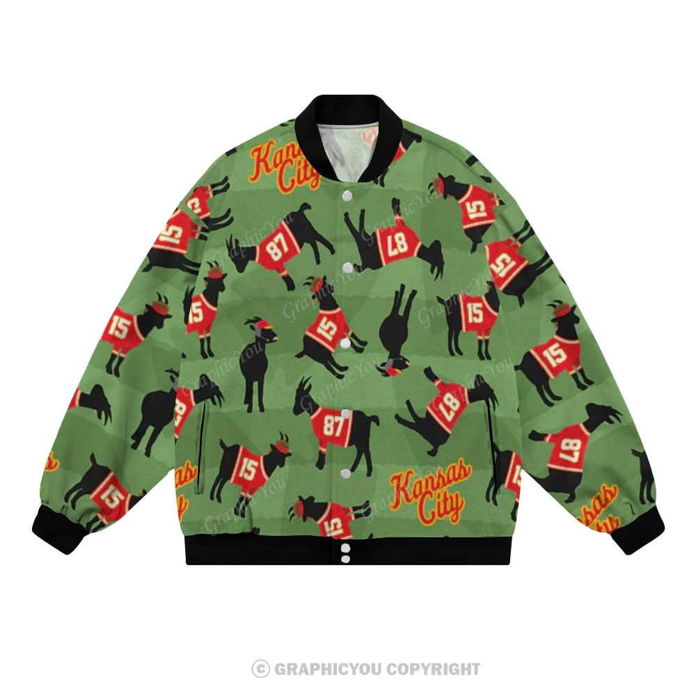 Unisex  Kansas City Chiefs Fashion Print Baseball Jacket with Pockets