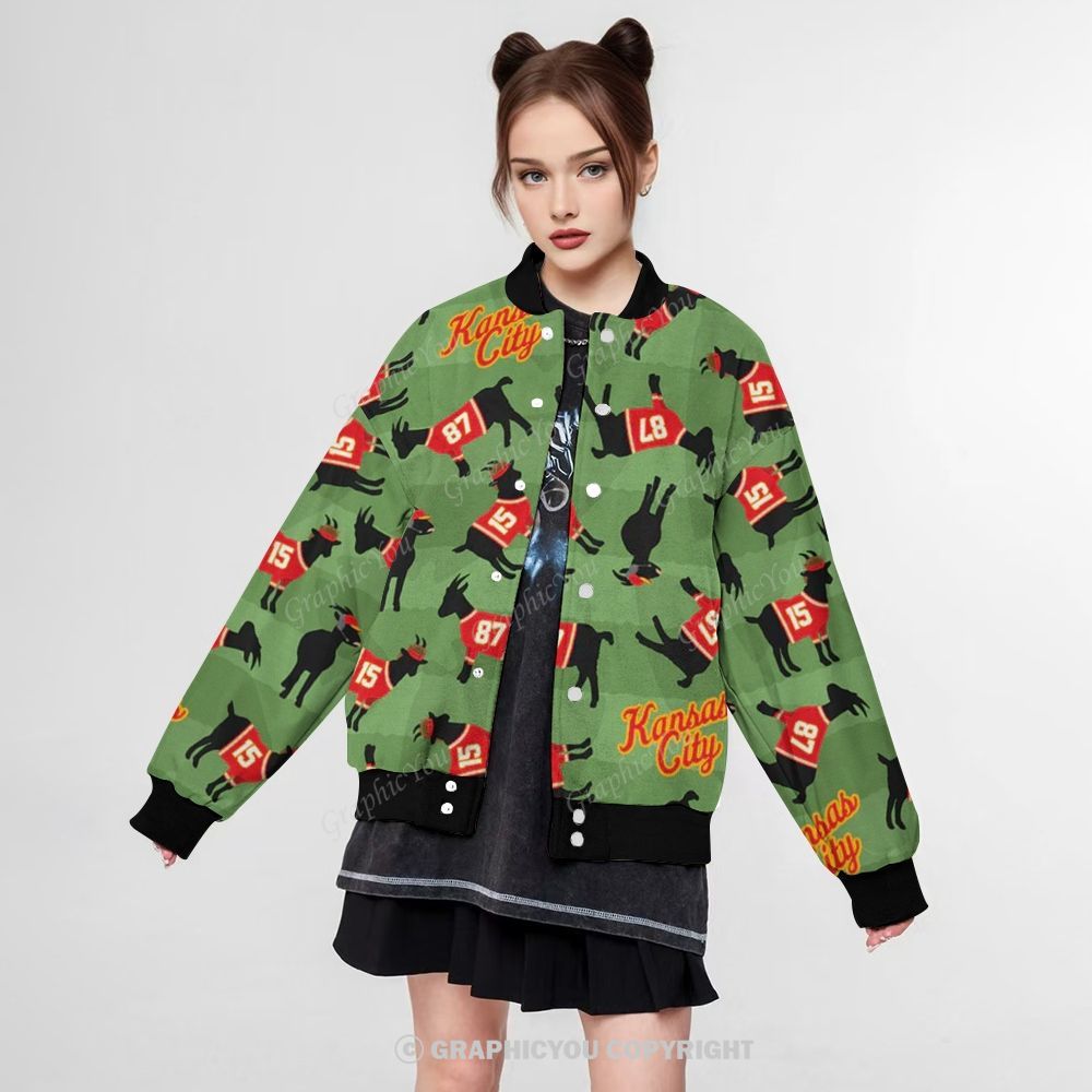 Unisex  Kansas City Chiefs Fashion Print Baseball Jacket with Pockets