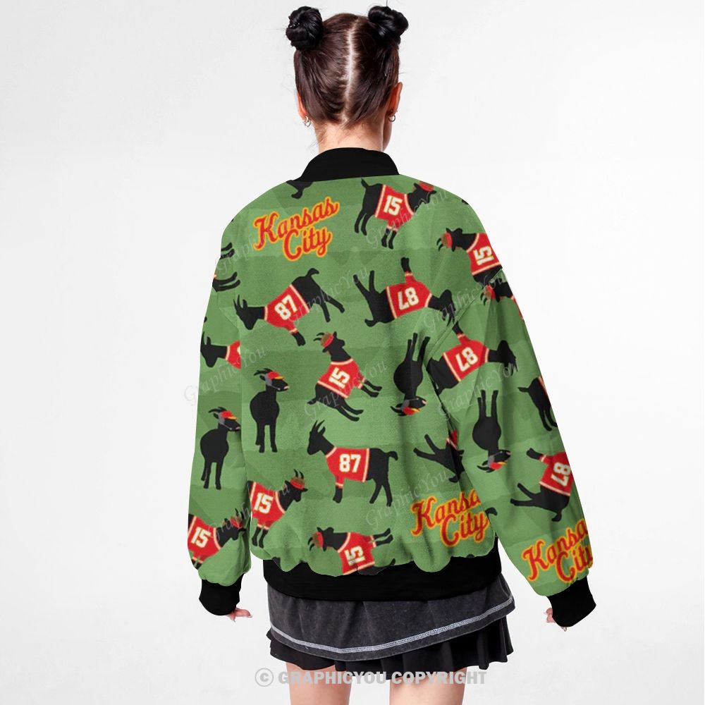 Unisex  Kansas City Chiefs Fashion Print Baseball Jacket with Pockets