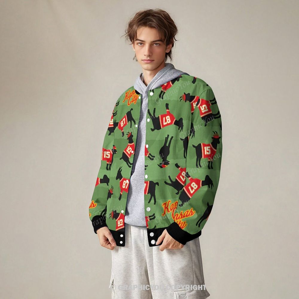 Unisex  Kansas City Chiefs Fashion Print Baseball Jacket with Pockets