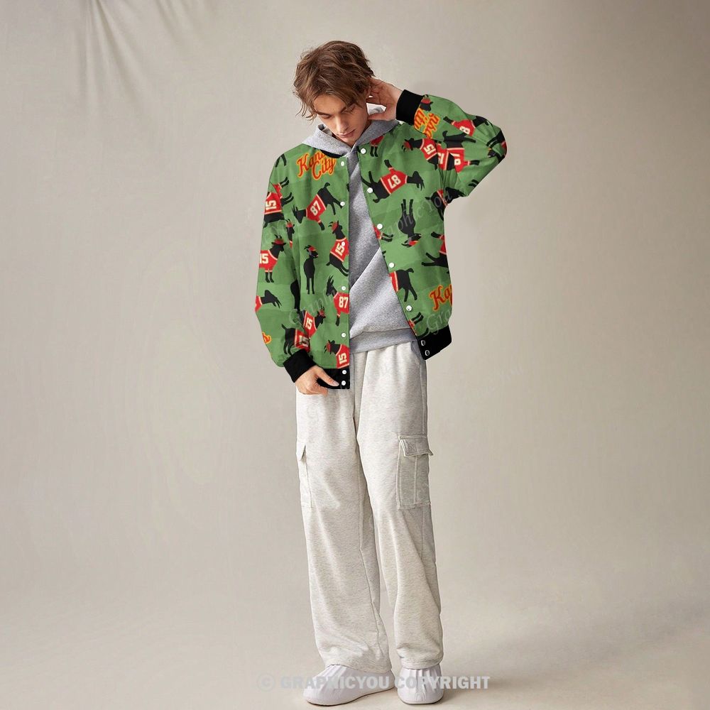 Unisex  Kansas City Chiefs Fashion Print Baseball Jacket with Pockets