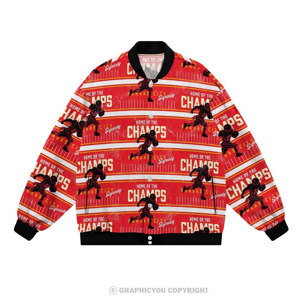 Unisex  Kansas City Chiefs Fashion Print Baseball Jacket with Pockets
