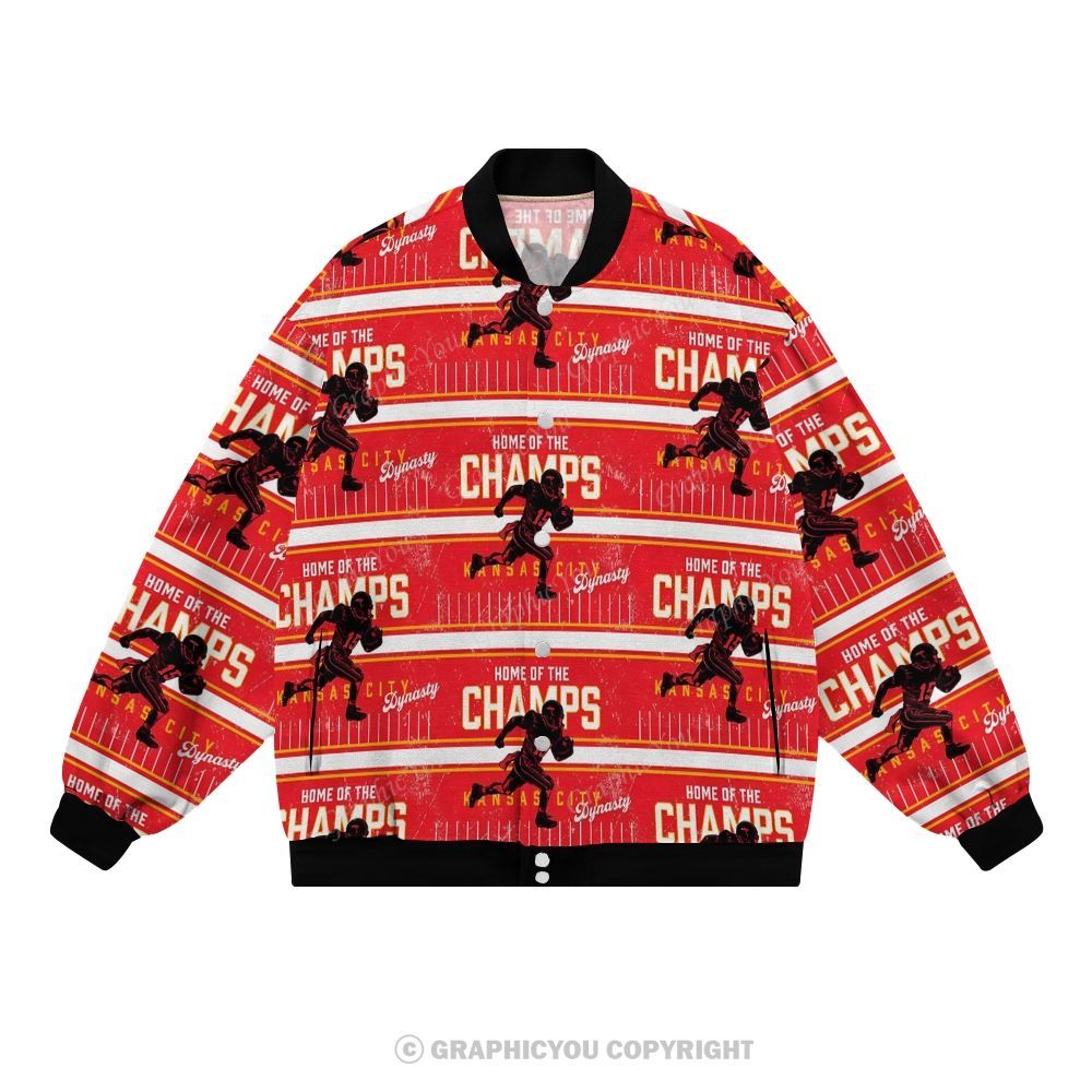 Unisex  Kansas City Chiefs Fashion Print Baseball Jacket with Pockets