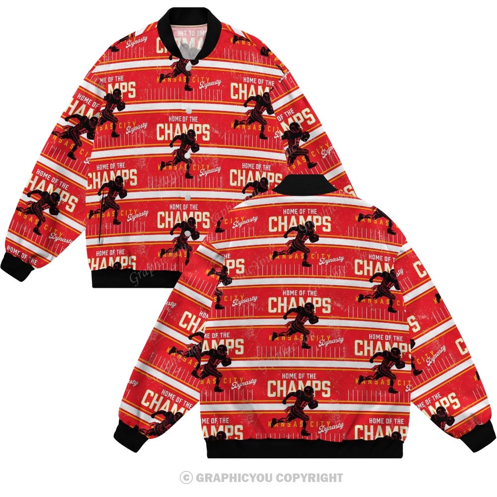 Unisex  Kansas City Chiefs Fashion Print Baseball Jacket with Pockets