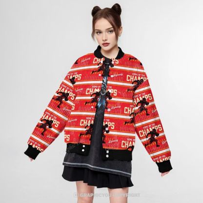 Unisex  Kansas City Chiefs Fashion Print Baseball Jacket with Pockets