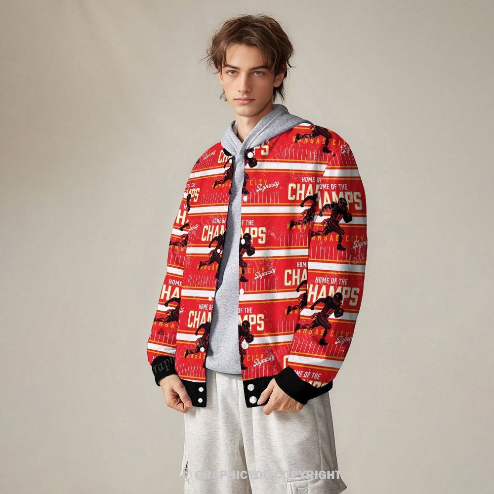 Unisex  Kansas City Chiefs Fashion Print Baseball Jacket with Pockets
