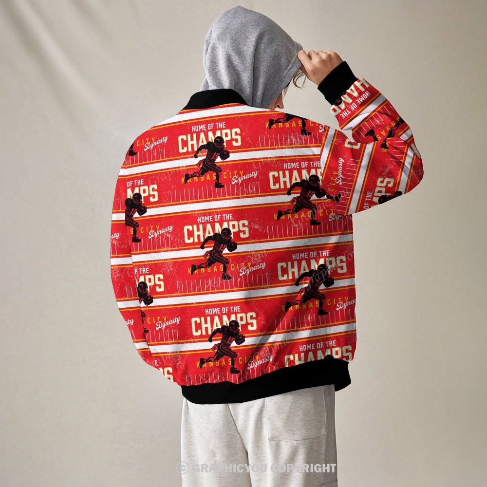 Unisex  Kansas City Chiefs Fashion Print Baseball Jacket with Pockets