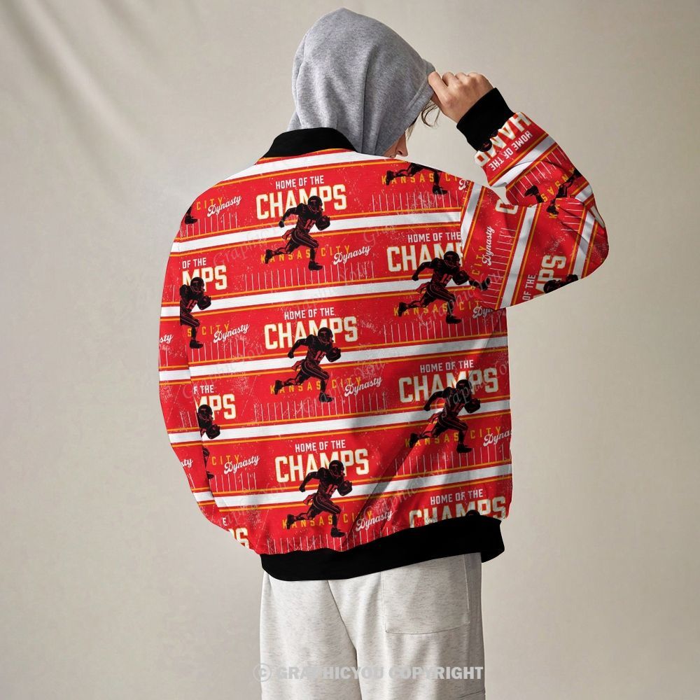 Unisex  Kansas City Chiefs Fashion Print Baseball Jacket with Pockets
