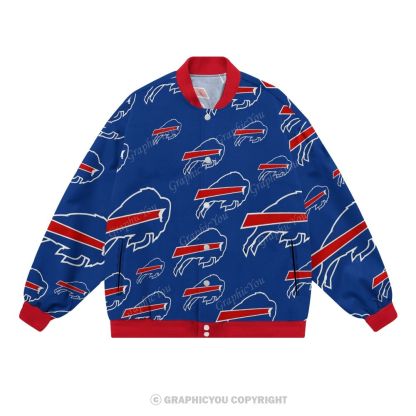Unisex Buffalo Bills Fashion Print Baseball Jacket with Pockets