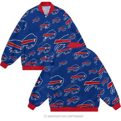 Unisex Buffalo Bills Fashion Print Baseball Jacket with Pockets