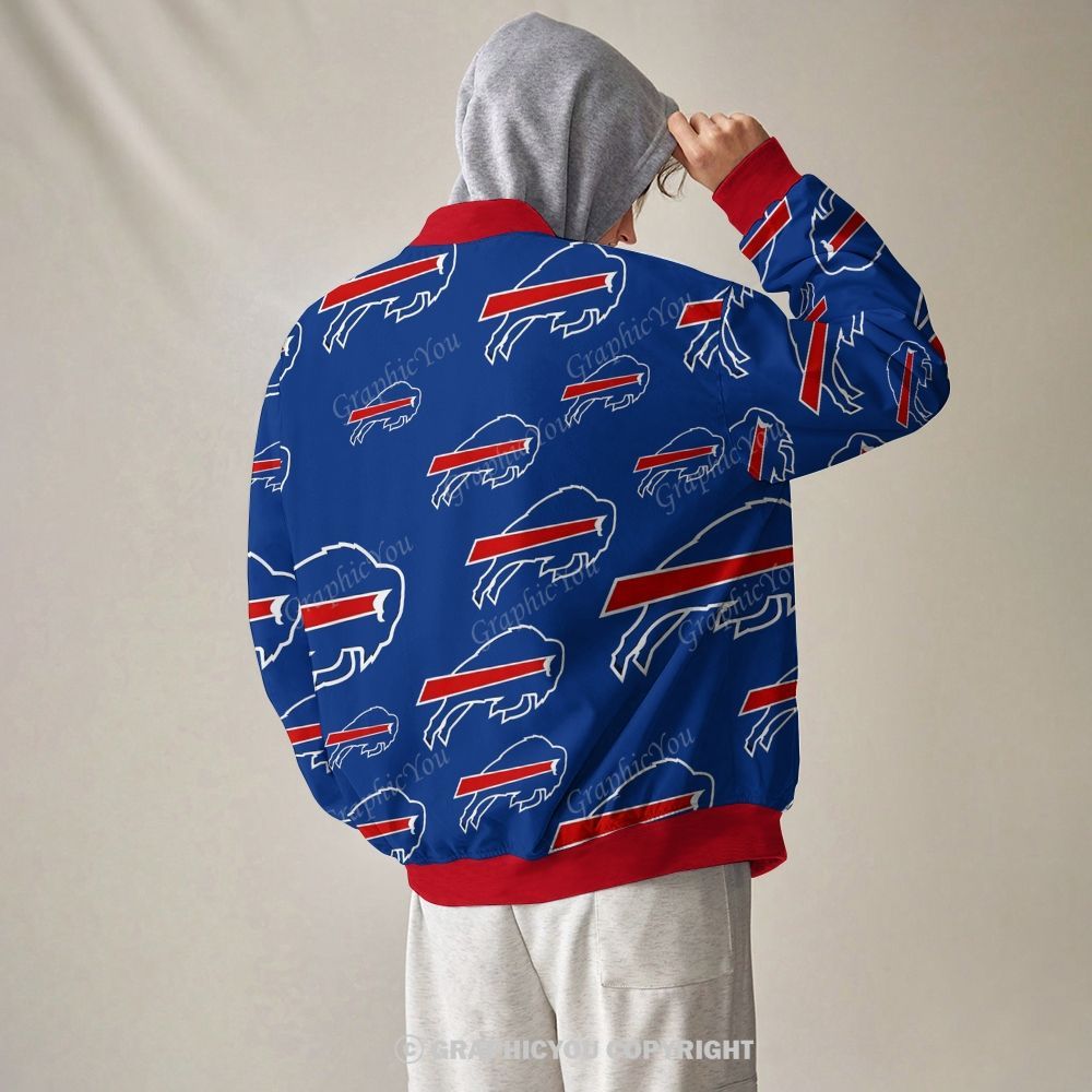 Unisex Buffalo Bills Fashion Print Baseball Jacket with Pockets