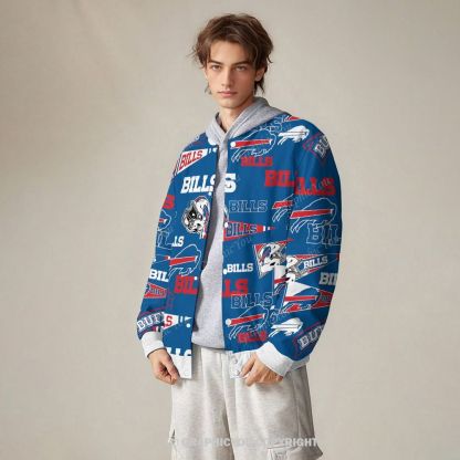 Unisex Buffalo Bills Fashion Print Baseball Jacket with Pockets