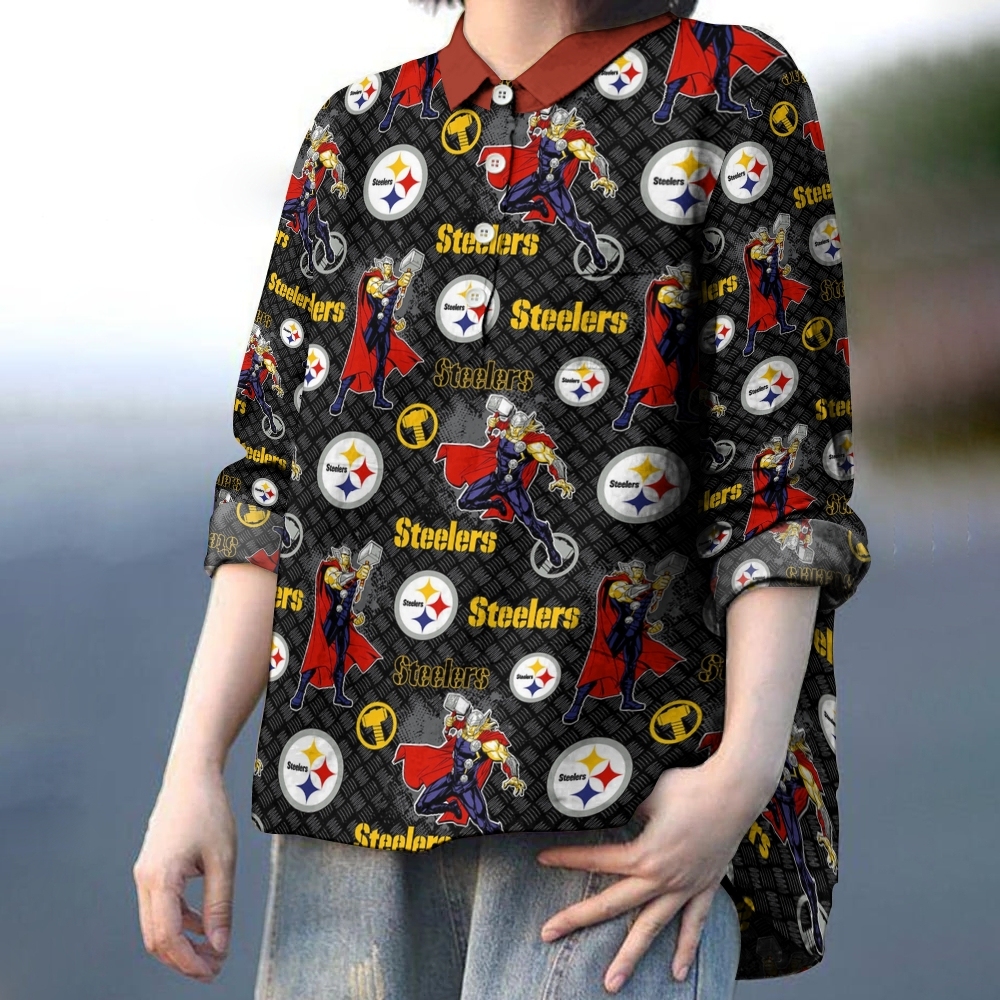 Pittsburgh Steelers Printed Casual Long Sleeve Shirt