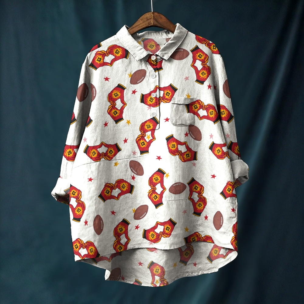 Cute Football Printed Casual Long Sleeve Shirt