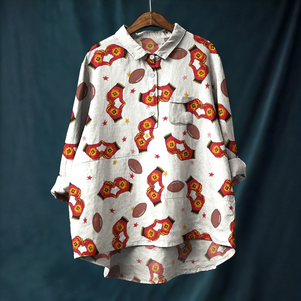 Cute Football Printed Casual Long Sleeve Shirt