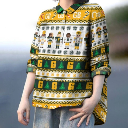 Green Bay Packers Printed Casual Long Sleeve Shirt