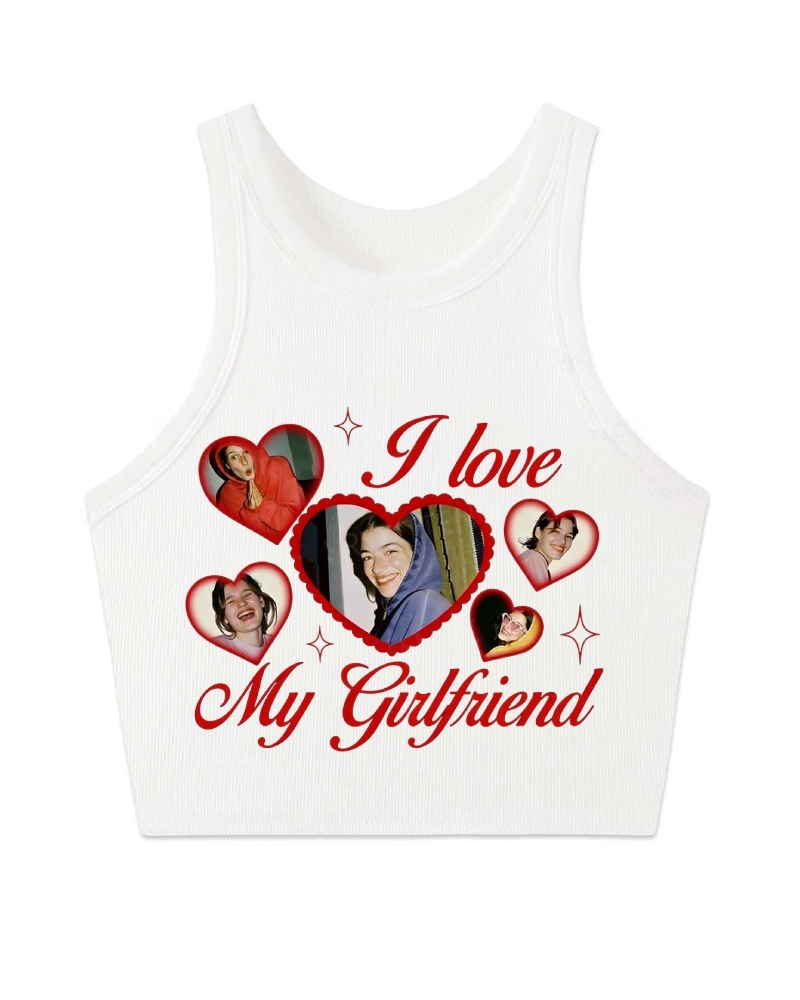 Custom Girlfriend Photos Y2K Valentine's Day Crop Tank Top