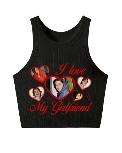 Custom Girlfriend Photos Y2K Valentine's Day Crop Tank Top