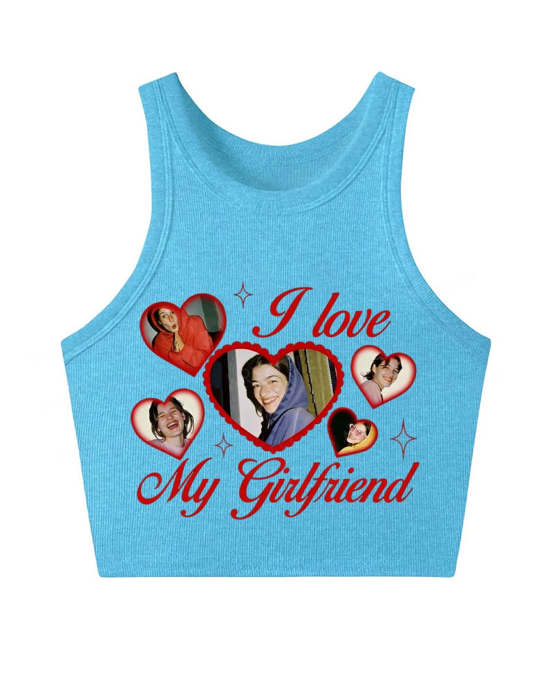 Custom Girlfriend Photos Y2K Valentine's Day Crop Tank Top