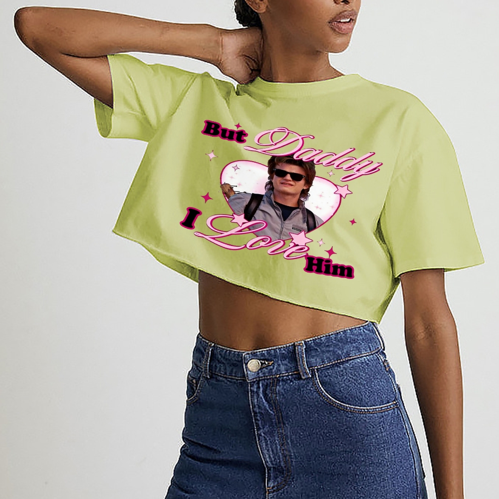 Custom Daddy I Love Him Y2K Crop Tops