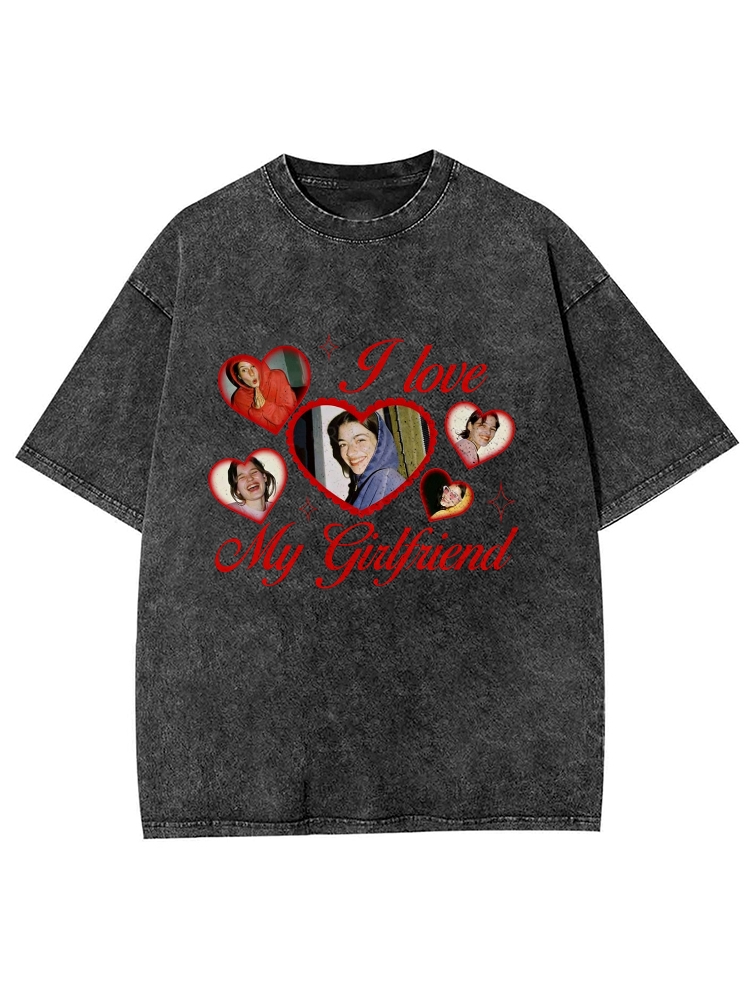 Custom Girlfriend Photos Y2K Valentine's Day Washed Tee