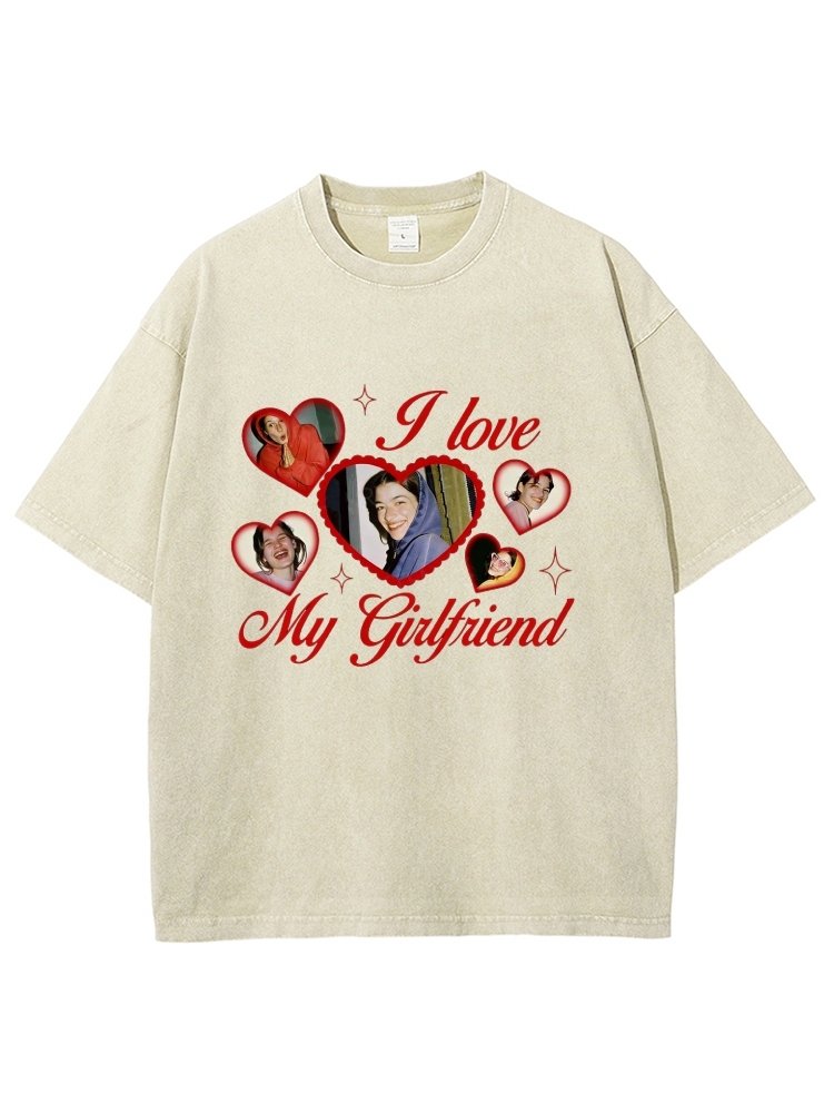 Custom Girlfriend Photos Y2K Valentine's Day Washed Tee