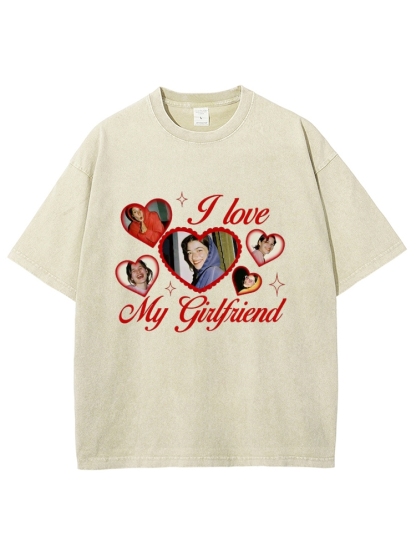 Custom Girlfriend Photos Y2K Valentine's Day Washed Tee