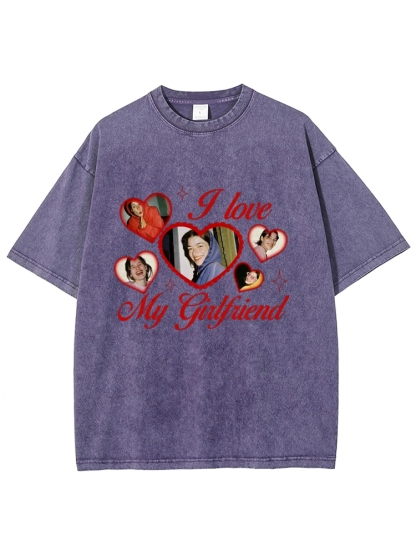 Custom Girlfriend Photos Y2K Valentine's Day Washed Tee