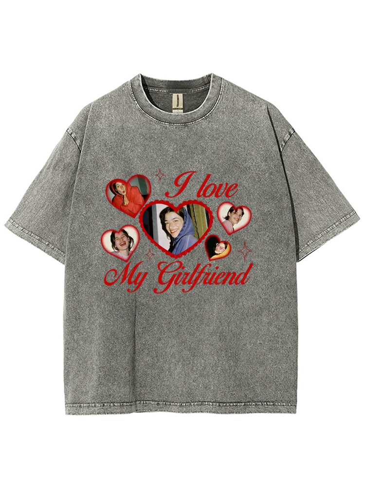 Custom Girlfriend Photos Y2K Valentine's Day Washed Tee