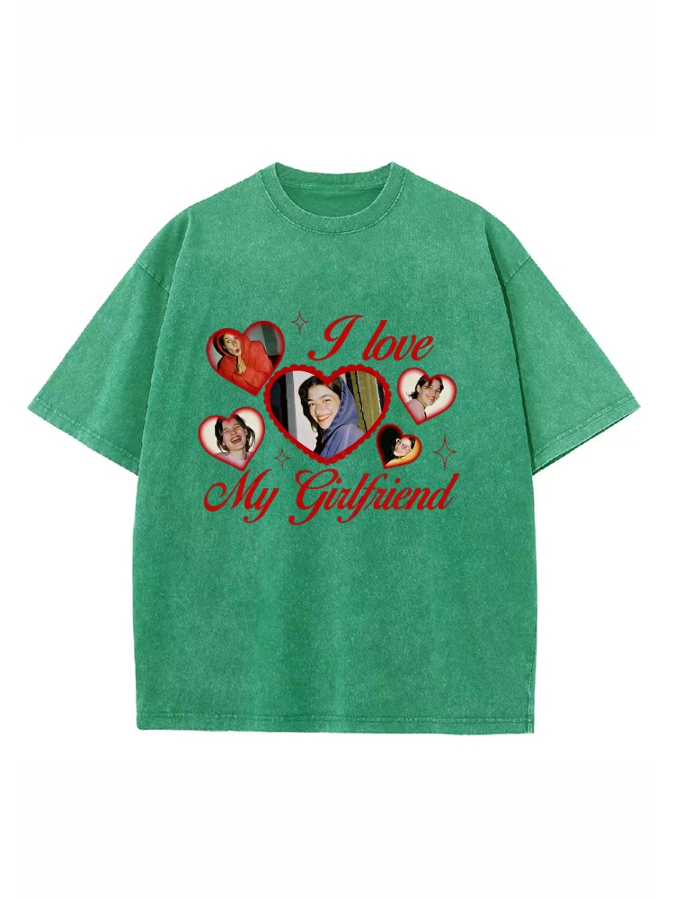 Custom Girlfriend Photos Y2K Valentine's Day Washed Tee