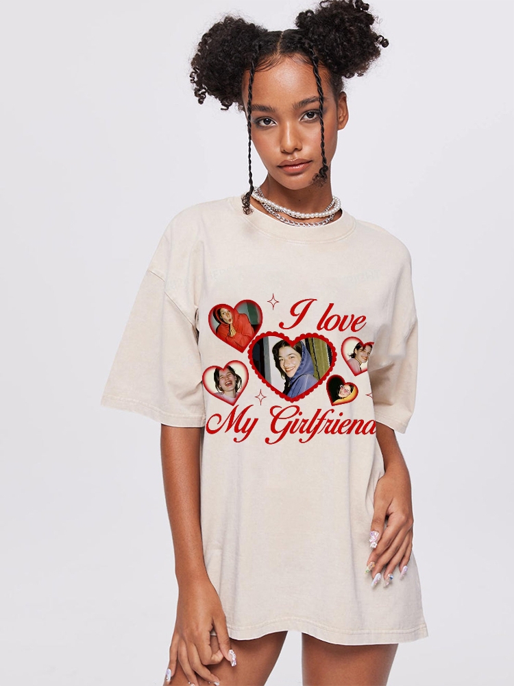 Custom Girlfriend Photos Y2K Valentine's Day Washed Tee