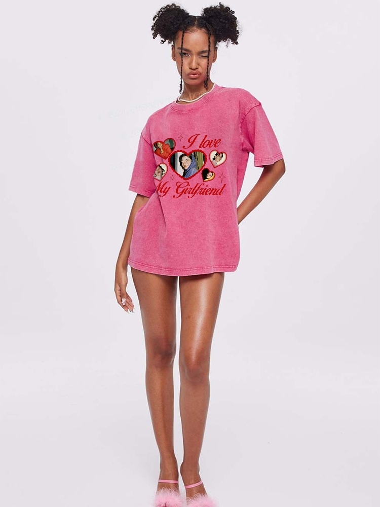Custom Girlfriend Photos Y2K Valentine's Day Washed Tee