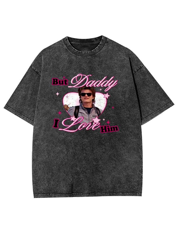 Custom Daddy I Love Him Y2K Washed Tee